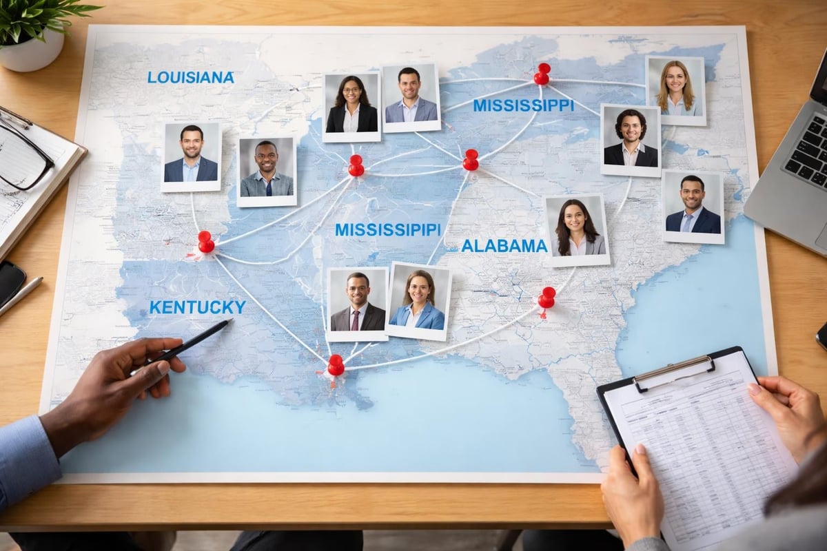 Regional staffing coverage map
